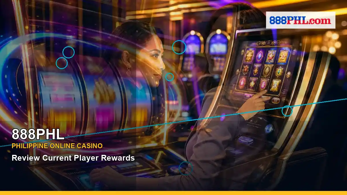 888PHL Philippines casino guide with left-diagonal mobile casino first deposit rewards and an adult Filipina casino host
